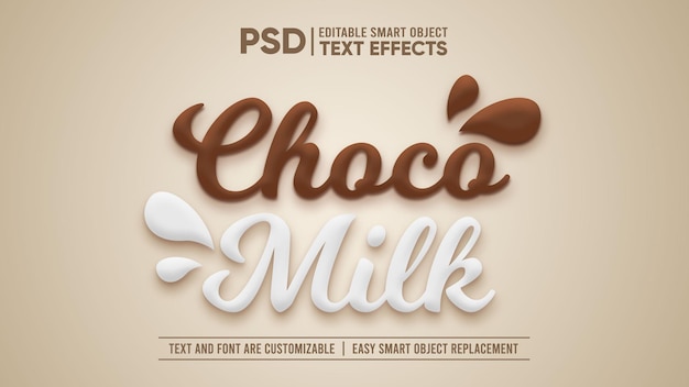 Chocolate Milk 3D Editable Smart Object Text Effect