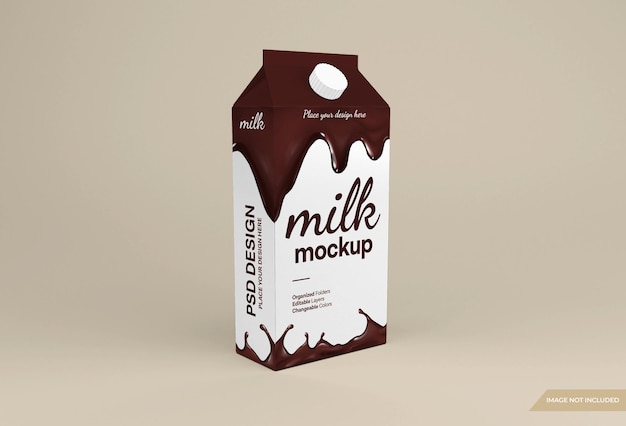 Chocolate milk box packaging mockup 