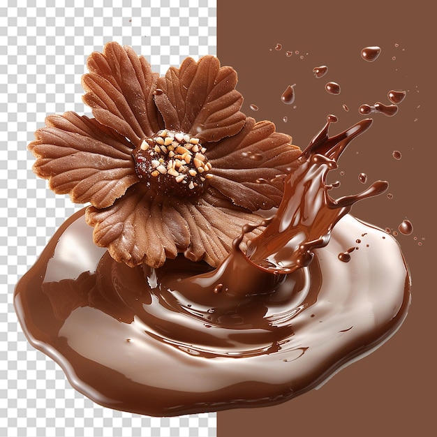 Chocolate milk flower shape delicious cookies jam isolated on transparent background