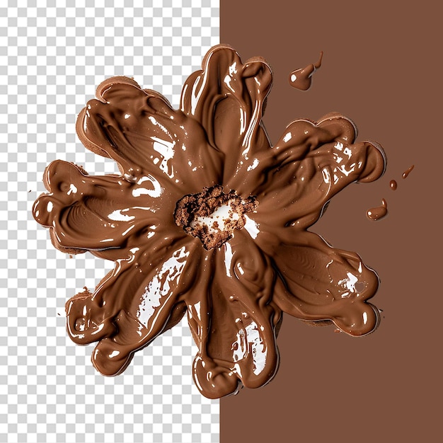 Chocolate milk flower shape delicious cookies jam isolated on transparent background