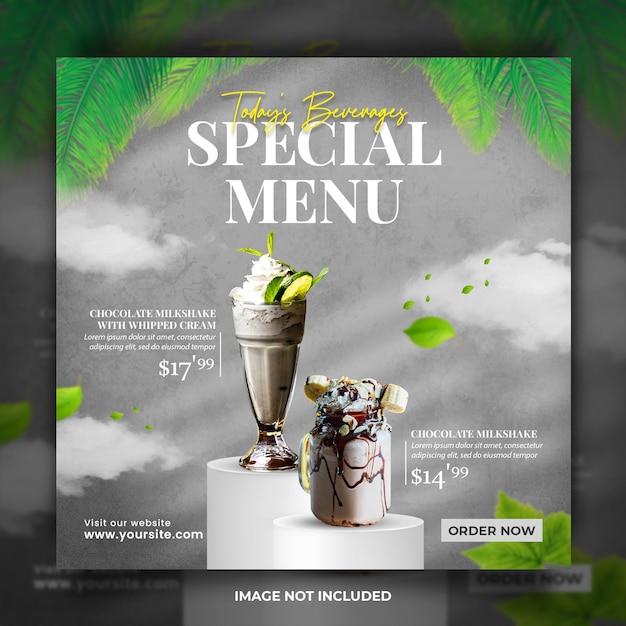 Chocolate Milkshake Menu Instagram Post Template