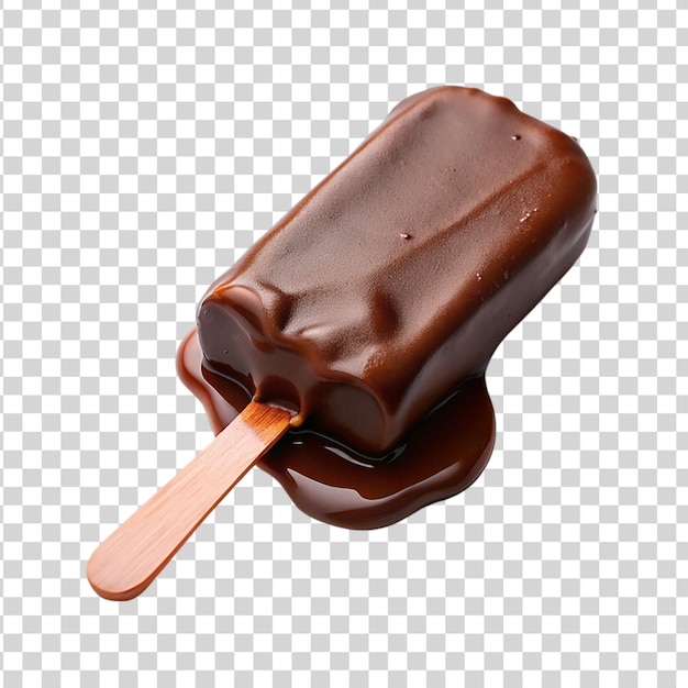 Chocolate popsicle melted isolated on transparent background