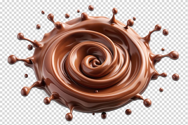 a chocolate splash is shown on a transparent background