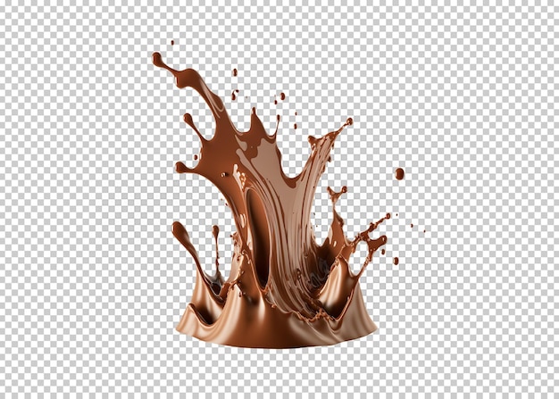 Chocolate splash isolated transparency background genarated ai