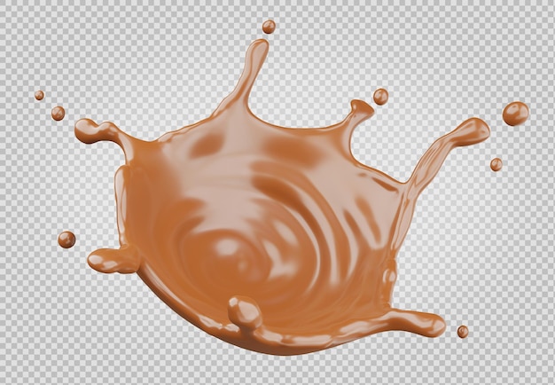 Chocolate splashing isolated3d renderingwith clipping path