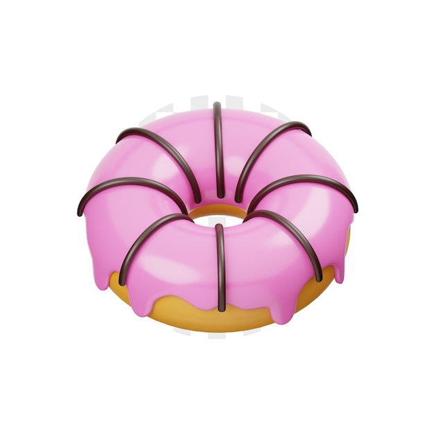 Chocolate Strawberry Donuts 3D Illustration