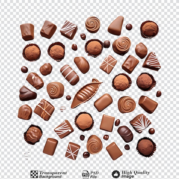 PSD chocolate treats isolated on transparent background