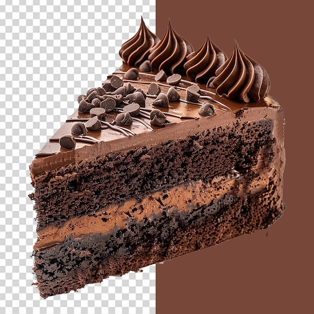 Chocolate velvet cake isolated on transparent background