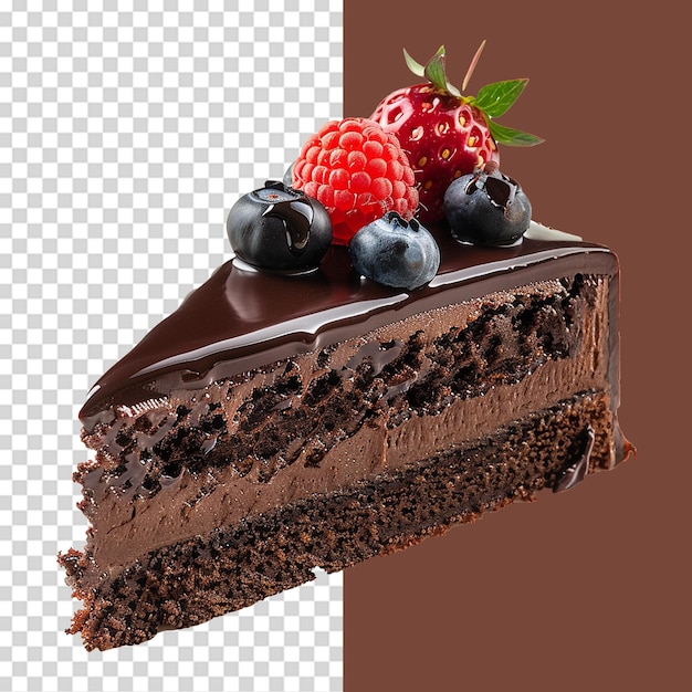 Chocolate velvet cake isolated on transparent background