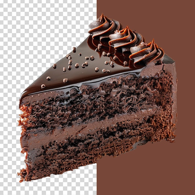 PSD chocolate velvet cake isolated on transparent background