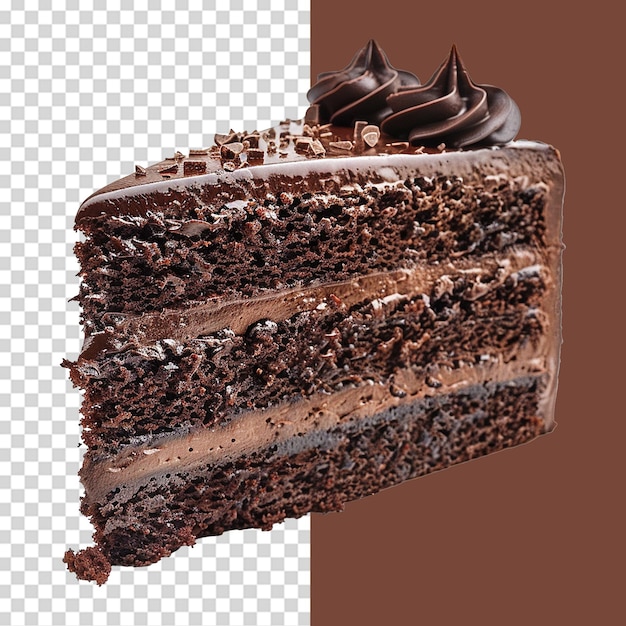 Chocolate velvet cake isolated on transparent background