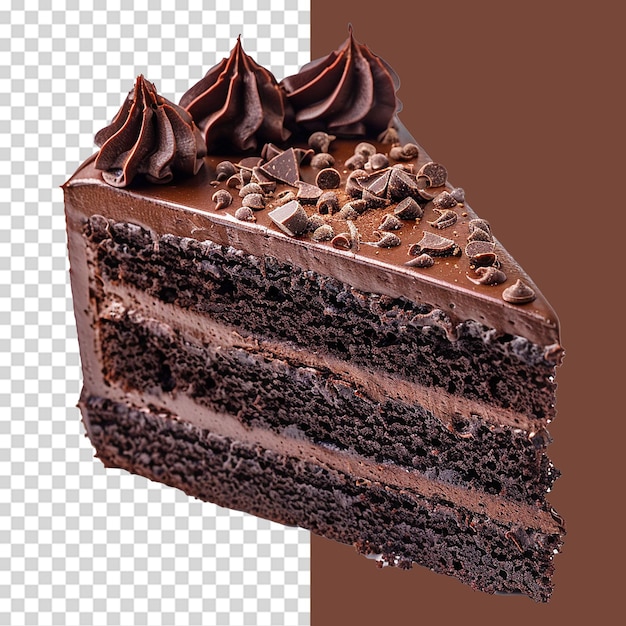 Chocolate velvet cake isolated on transparent background