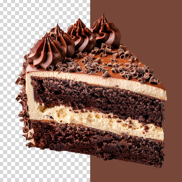 Chocolate velvet cake isolated on transparent background