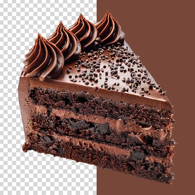 Chocolate velvet cake isolated on transparent background