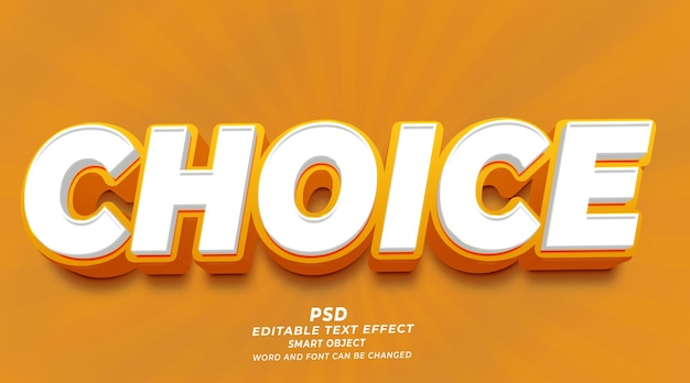 Choice 3d editable photoshop text effect style