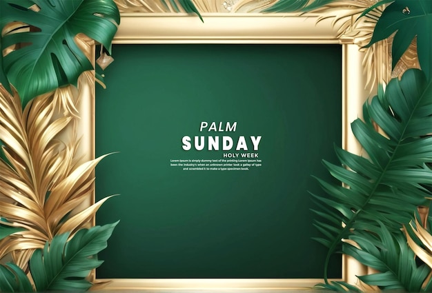 Christian Cross and Palm Sunday holiday palm green leaves with Background