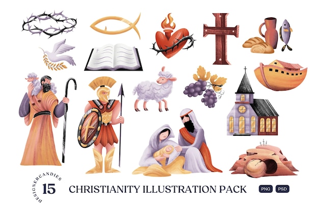 PSD christianity illustration pack nativity bible clipart in photoshop psd