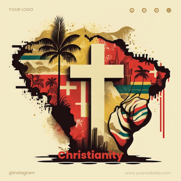 Christianity in latin america illustration for social media