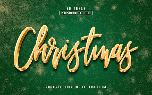 Christmas 3d Editable Text Effect PSD With  Premium Background