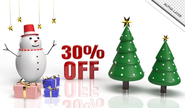 Christmas 3d render sale banner 30 off