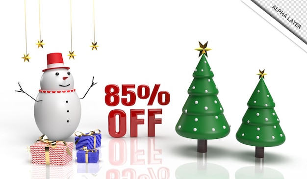 Christmas 3d render sale banner 85 off