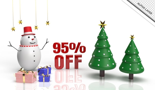 Christmas 3d render sale banner 95 off