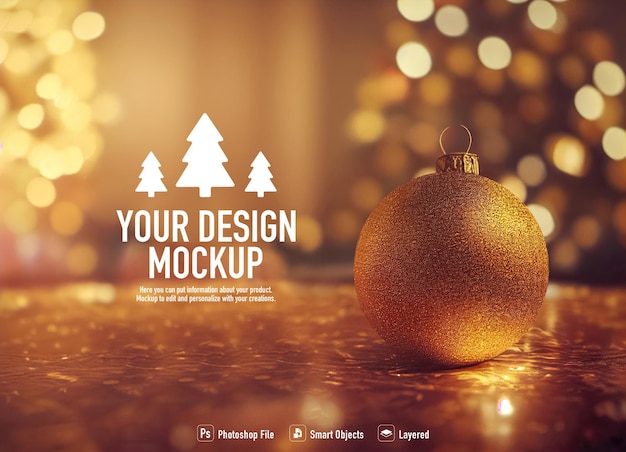 Christmas background mockup on blur background