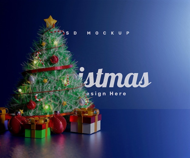 Christmas background mockup with Christmas ornament background or Christmas background design