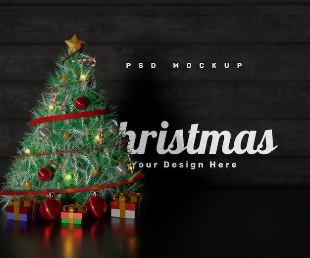 Christmas background mockup with Christmas ornament background or Christmas background design