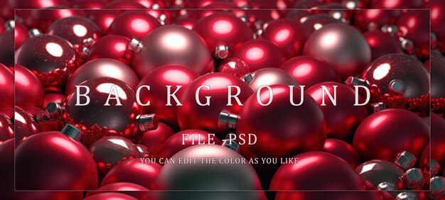 PSD christmas background red balls