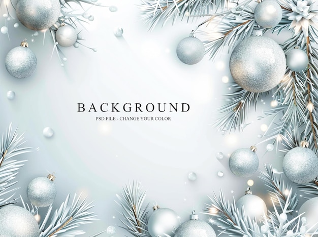 PSD christmas background with silver and blue decoration