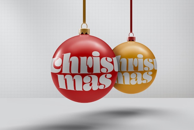 Christmas Ball mockup with editable design wall and background