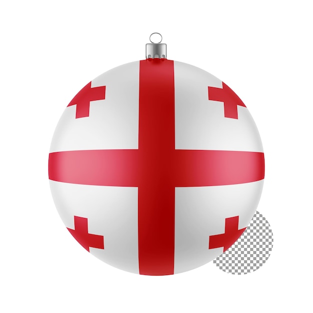 Christmas ball on transparent background with simplified flag of Georgia