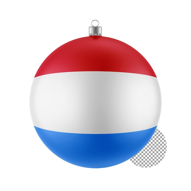 Christmas ball on transparent background with simplified flag of Luxembourg