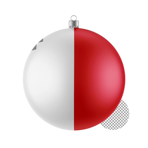 Christmas ball on transparent background with simplified flag of Malta