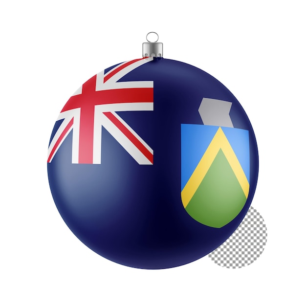 Christmas ball on transparent background with simplified flag of Pitcairn Islands