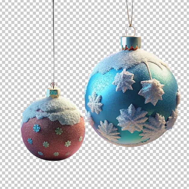 PSD christmas balls covered with snow