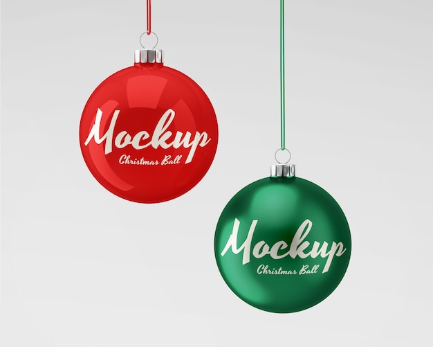 Christmas balls mockup with glossy and matte textures