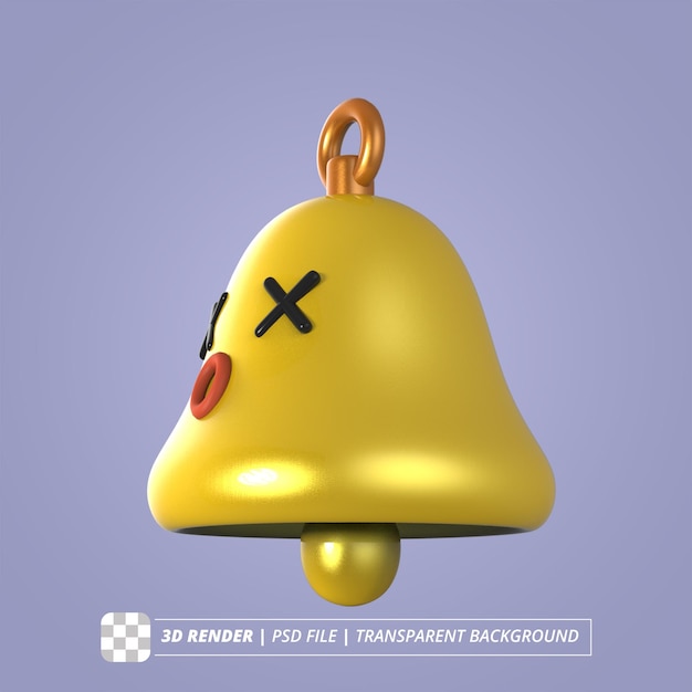 CHRISTMAS BELL CHARACTER ISOLATED 3D RENDER