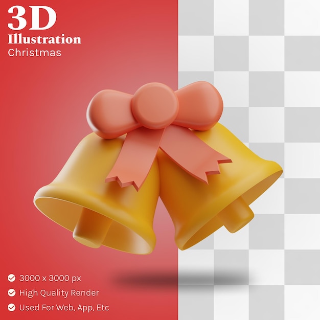 Christmas Bell illustration 3d