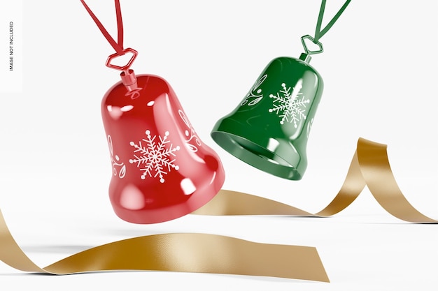 Christmas Bell Ornaments Mockup, Falling