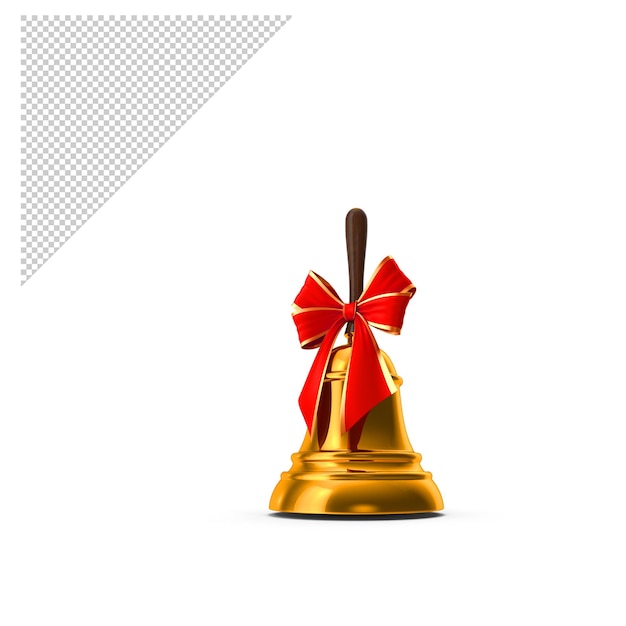 Christmas Bell With Red Bow PNG