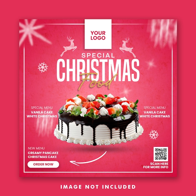 Christmas Cake Food Menu Social Media Post Square Banner Template