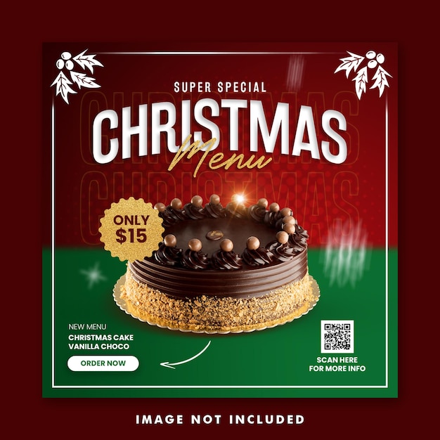 Christmas Cake Food Menu Social Media Post Square Banner Template