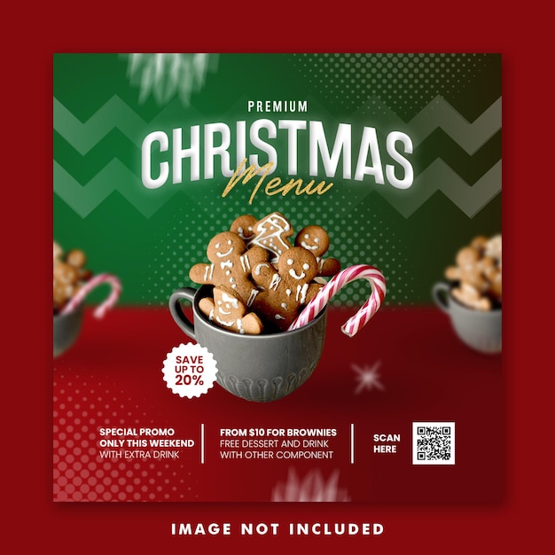 Christmas Cake Food Menu Social Media Post Square Banner Template