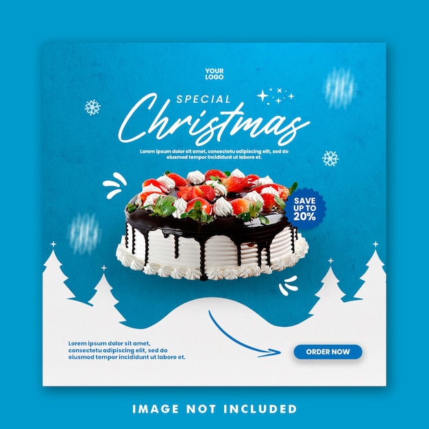 Christmas Cake Food Menu Social Media Post Square Banner Template