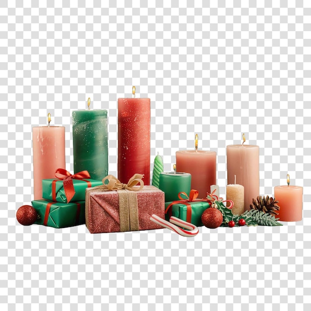 Christmas Candles happy new year greeting card backgroundon transparent background