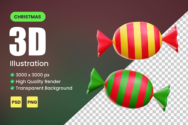 Christmas candy 3d icon render illustration