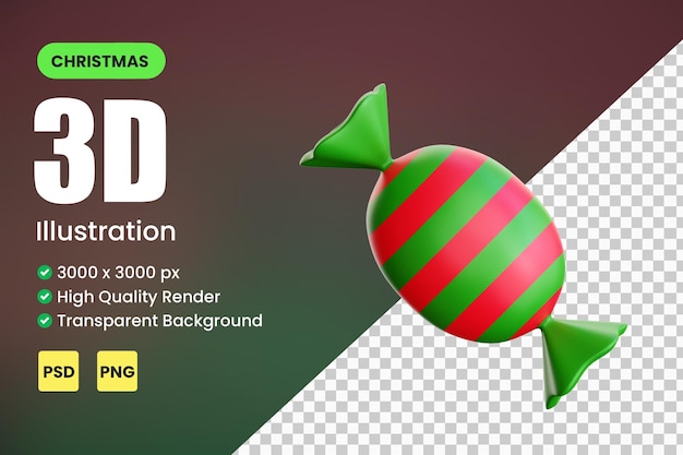 Christmas candy 3d icon render illustration