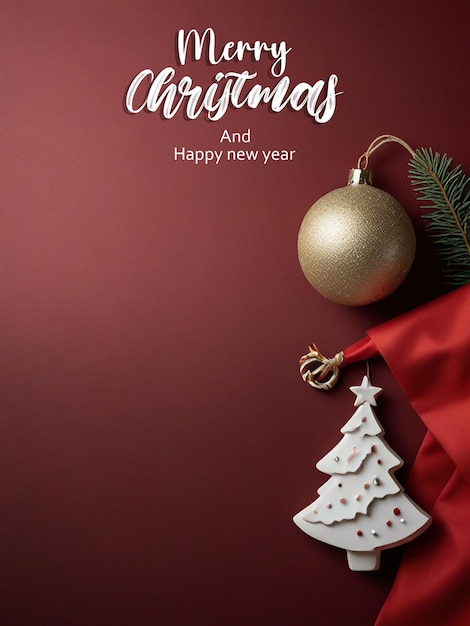 a christmas card with a gold bauble on it